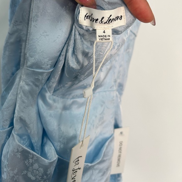 For Love and Lemons Silk Ophelia Blue Gown Size 4 - Picture 14 of 16